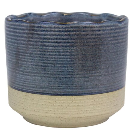 Trendspot 6 in. Dia. Shore Ceramic Planter, Blue, 2PK 7008861